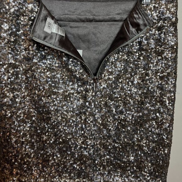 Cache Sequin Mini Skirt in Silver Size 8 - Picture 4 of 7